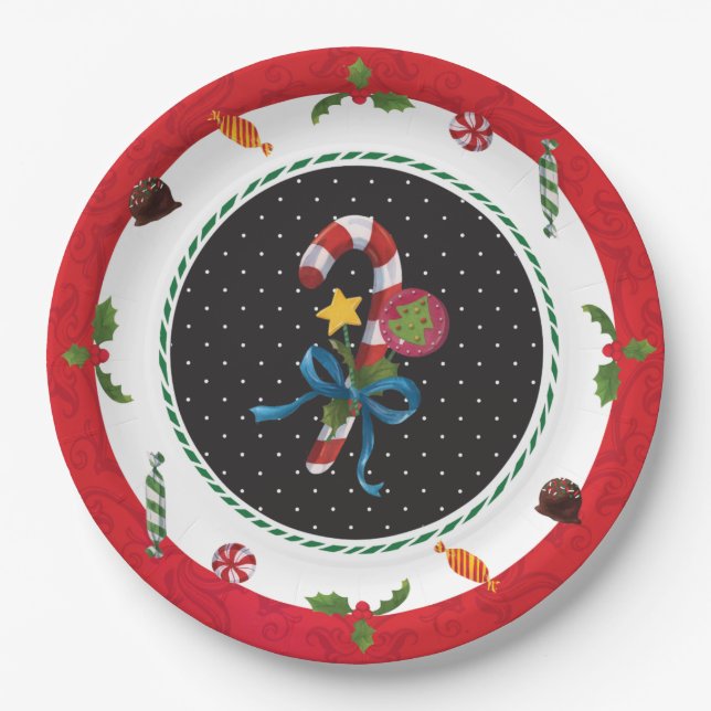 Weihnachts-Candy-Cane-Party-Teller Pappteller (Vorderseite)