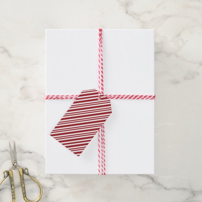 Weihnachts-Candy-Cane-Streifen Geschenkanhänger (Mit Garn)