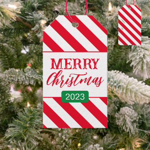 Weihnachts Candy Cane Strip Muster Geschenktasten Geschenkanhänger