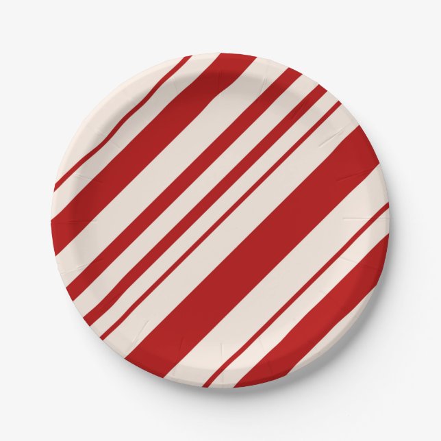 Weihnachts Candy Cane Stripes Holiday Pattern Pappteller (Vorderseite)