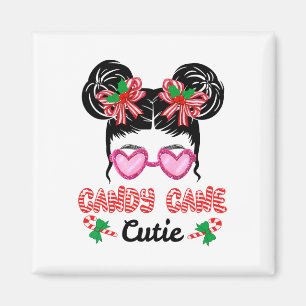 Weihnachts Candy Cane Süsse Messy Bun Girls Kinder Magnet