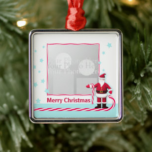 Weihnachts-, Candy Cane- und Stars-Weihnachtsfest  Silbernes Ornament