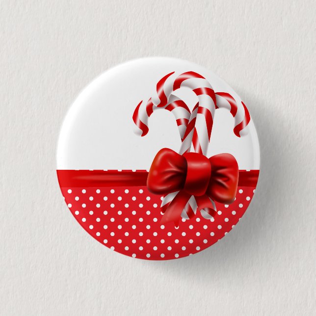 Weihnachts-Candy Canes Bow mit roten und weißen Pu Button (Vorderseite)