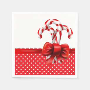 Weihnachts-Candy Canes Bow mit roten und weißen Pu Serviette