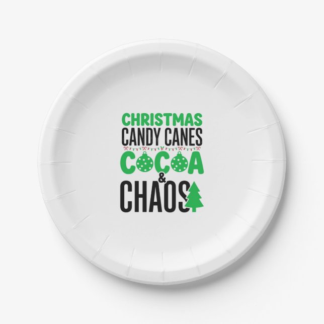 Weihnachts Candy Canes Kakao Chaos Design Pappteller (Vorderseite)