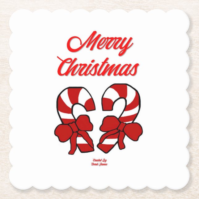 Weihnachts-Candy Canes Scalloped Square Untersetze Untersetzer (Vorderseite)
