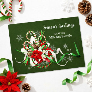 Weihnachts-Candy Canes und Poinsettia Saison Postkarte