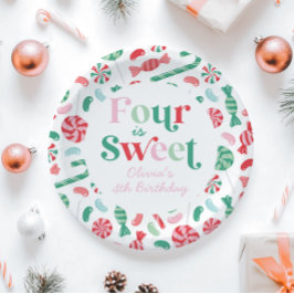 Weihnachts Candy Four ist süß 4. Geburtstag Pappteller