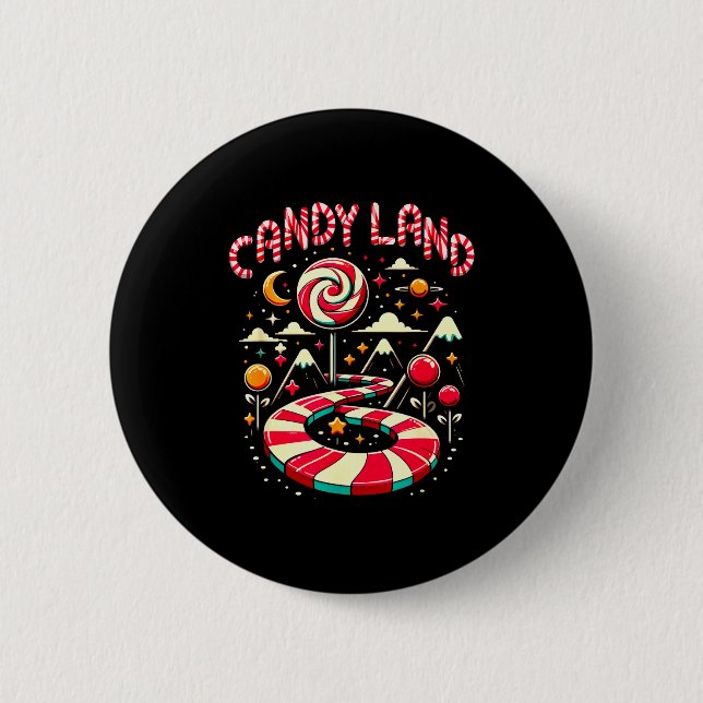 Weihnachts-Candy-Land-Regenbogenpfad-Candy-Cane-Fr Button (Vorderseite)