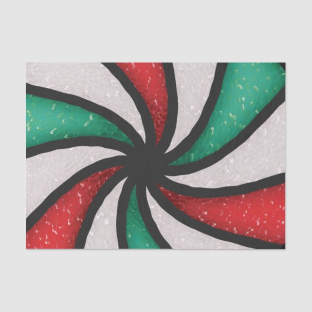Weihnachts-Candy Peppermint Mint gestettetes Glas  Seidenpapier (Vorderseite)