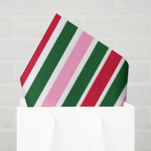 Weihnachts-Candy-Streifen in Rosa Grün und Rot Seidenpapier