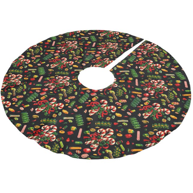 Weihnachts-Candy Tree-Rock Polyester Weihnachtsbaumdecke (Schrägansicht)