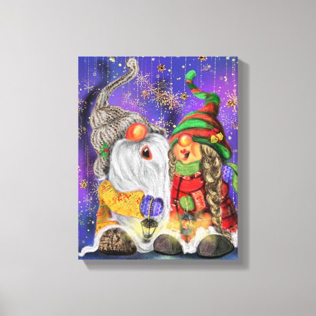 Weihnachts-Canvas drucken Geschenk mit Happy Gnome Leinwanddruck (Vorderseite)