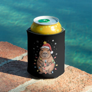 Weihnachts-Capybara mit Santa-Hut Xmas-Lichter Bau Dosenkühler