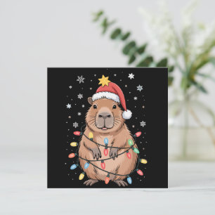Weihnachts Capybara mit Weihnachtsmannmütze Xmas L Feiertagskarte