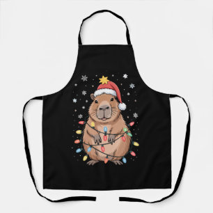 Weihnachts Capybara mit Weihnachtsmannmütze Xmas L Schürze