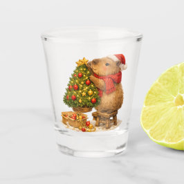 Weihnachts-Capybara schmückt Baum Schnapsglas