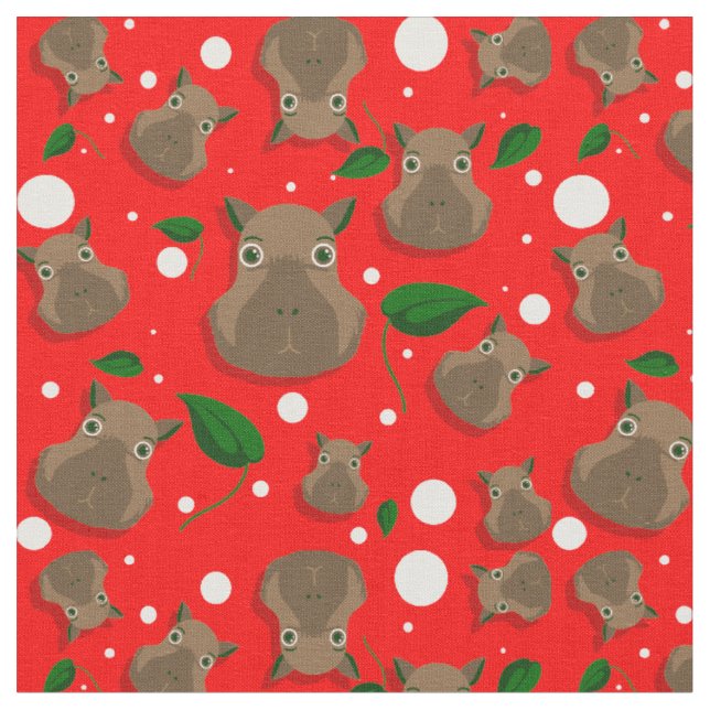 Weihnachts Capybara Stoff (Nahaufnahme)