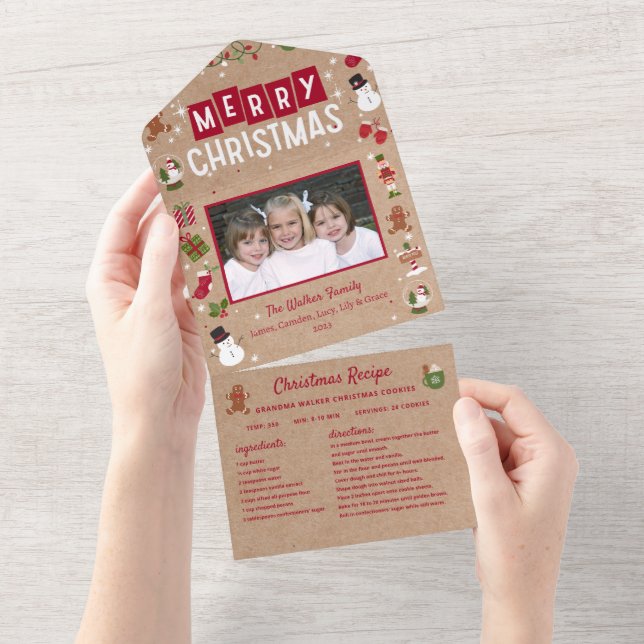 Weihnachts-Card-Collage Rezept Foto Weihnachten All In One Einladung (Abreißen)