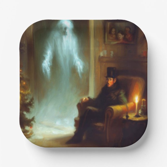 Weihnachts-Carol-Geist der Weihnachtsgeschichte Pappteller (Vorderseite)