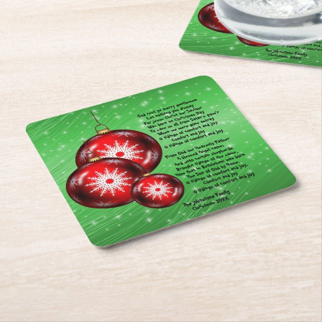 Weihnachts-Carol-Texte Gott-Erholung - Herren Rechteckiger Pappuntersetzer (angewinkelt)