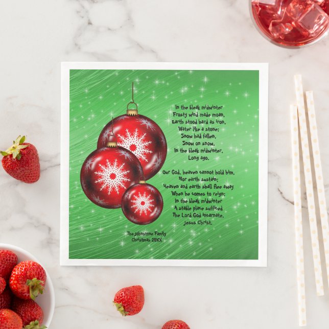 Weihnachts-Carol-Texte im Sommer 2009 Serviette (Beispiel)