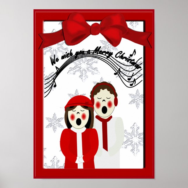 Weihnachts-Caroler Couple Frohe Weihnachts-Poster Poster (Vorne)