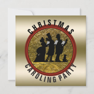 Weihnachts Caroling Black Gold Red Einladung