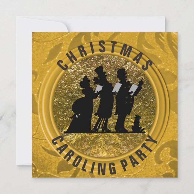Weihnachts-Caroling Elegantes Schwarzes Gold Einladung (Vorderseite)