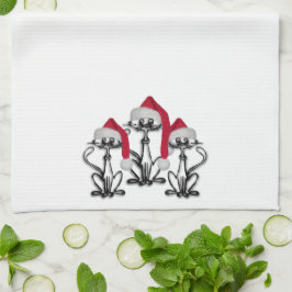 Weihnachts-Caroling Katzen Freudenspass Geschirrtuch