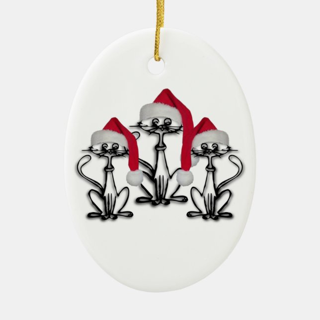 Weihnachts-Caroling Katzen Freudenspass Keramik Ornament (Vorne)