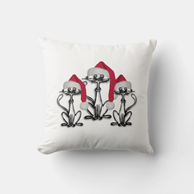 Weihnachts-Caroling Katzen Freudenspass Kissen (Vorderseite)