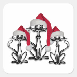 Weihnachts-Caroling Katzen Freudenspass Quadratischer Aufkleber