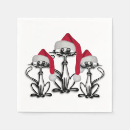 Weihnachts-Caroling Katzen Freudenspass Serviette