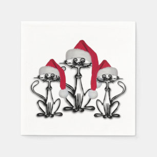 Weihnachts-Caroling Katzen Freudenspass Serviette