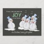 Weihnachts-Caroling-Party Snowmen Joy Einladung<br><div class="desc">Eine niedliche Chalkboard-Party Einladung zum Thema Weihnachten mit Jolly Snowmen Singen Urlaubslieder und Carolen. Vorderer Text: Bitte kommen Sie und teilen Sie die Freude der Saison. Ideal für ein gemütliches Zusammensein. ©PamJArts</div>