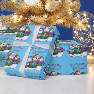 Weihnachts-Caroling-Schneemenschen-Wrackpapier Geschenkpapier
