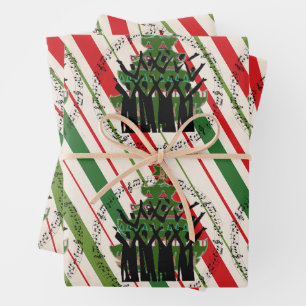 Weihnachts-Carollers singen Carols Weihnachtsbaum Geschenkpapier Set