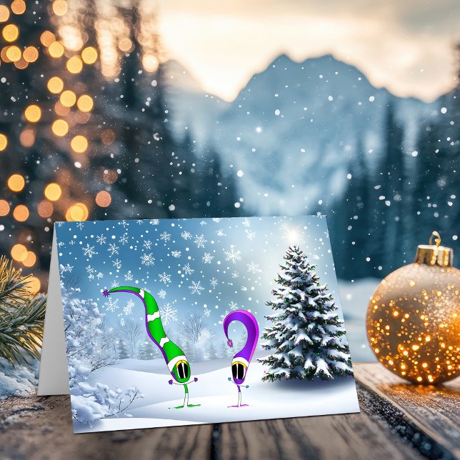 Weihnachts-Cartoon-Charakter Feiertagskarte (Take a look at this wonderful cartoon Christmas elves greeting card!)