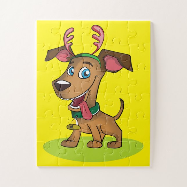 Weihnachts-Cartoon Doggie Puzzle (Vertikal)