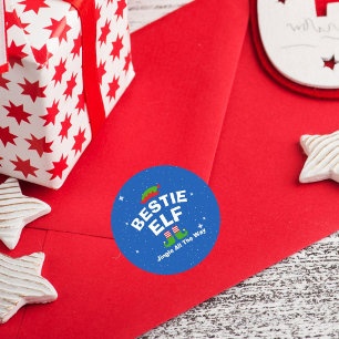 Weihnachts-Cartoon Elf Individuelle Name und Phras Runder Aufkleber