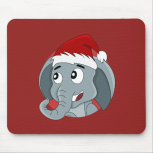 Weihnachts-Cartoon mit einem niedlichen Elefantenm Mousepad