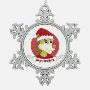 Weihnachts-Cartoon mit einer niedlichen Löwenschne Schneeflocken Zinn-Ornament
