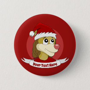 Weihnachts-Cartoon mit niedlichem Löwenknopf Button