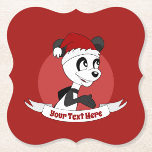 Weihnachts-Cartoon mit niedlichem Panda-Bärenküste Untersetzer