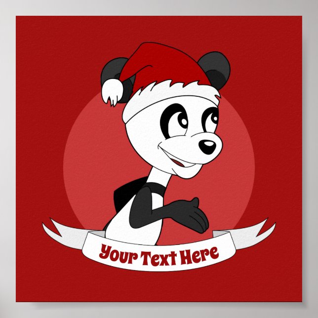 Weihnachts-Cartoon mit niedlichem Panda-Poster Poster (Vorne)