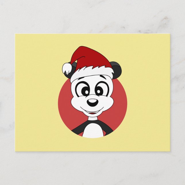Weihnachts-Cartoon mit niedlichem Pandabär Postkarte (Vorderseite)