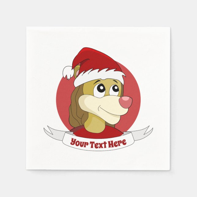 Weihnachts-Cartoon mit niedlichen Löwen-Servietten Serviette (Vorderseite)