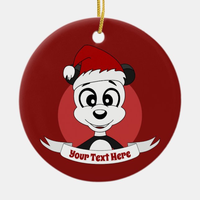 Weihnachts-Cartoon mit niedlicher Panda Keramik Keramik Ornament (Vorne)