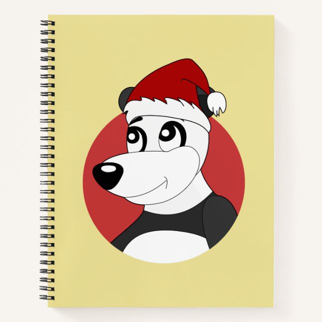 Weihnachts-Cartoon mit süßem Panda-Bär Notizbuch (Vorderseite)